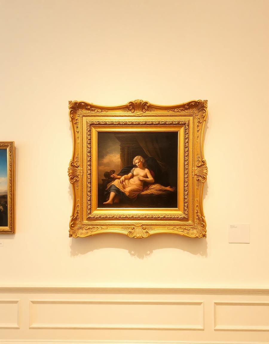 Gilded frame around a classical painting